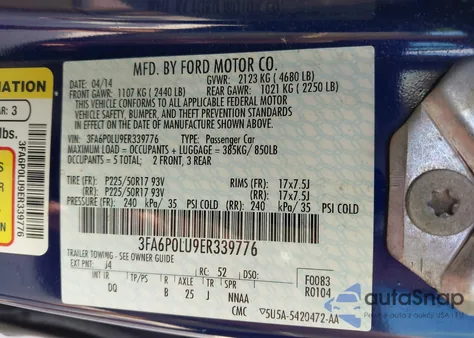 2014 Ford Fusion Hybrid Se z USA, uszkodzony, nr VIN 3FA6P0LU9ER339776